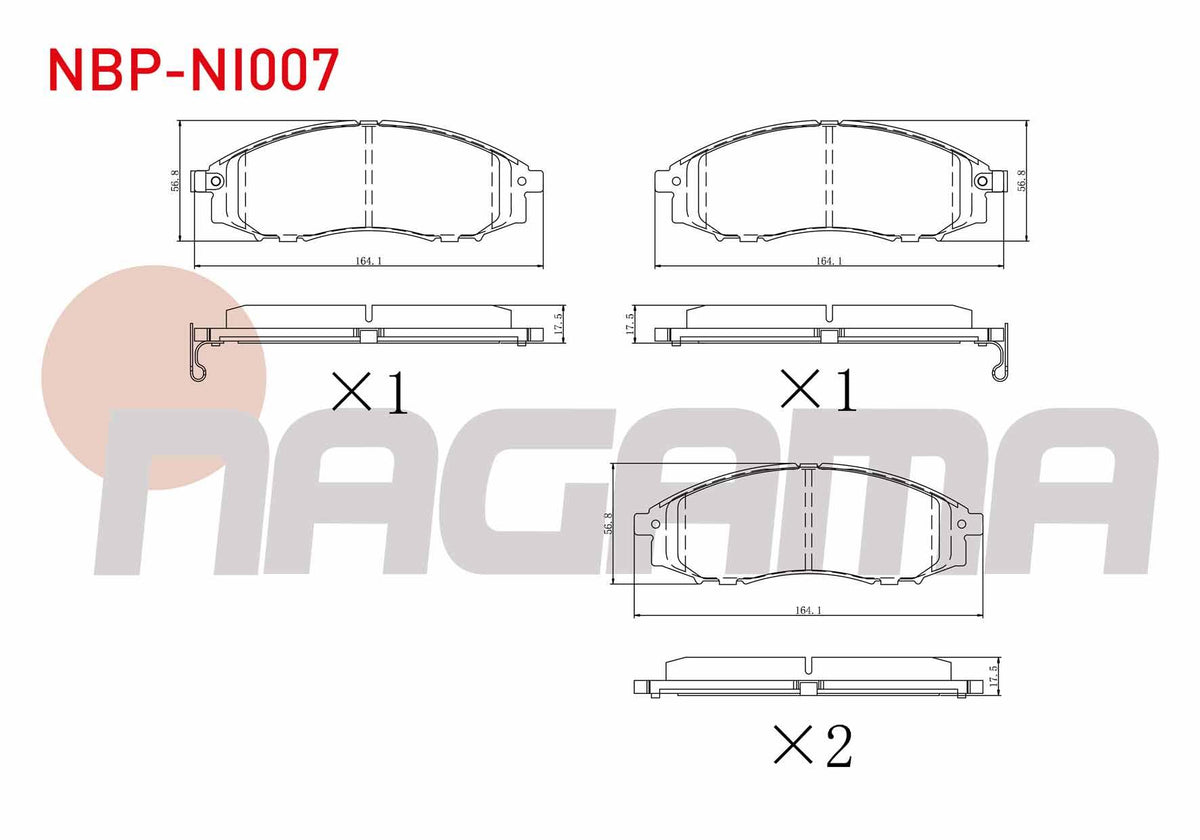 NAGAMA NBP-NI007 Brake Pad Front with Wear Indicator Nissan Pick Up (D22) 2.5 DI 4Wd 1998-/ Np300 Skystar 2.5 dC — Brake Pads