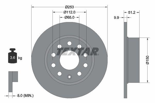 Textar 92120903 Brake Disc VW Golf V,VI Rear 255X10 — Brake Rotors & Drums