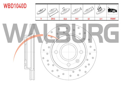 WALBURG WBD1040D Brake Disc Front Air Performance Drilled Ford Fiesta IV 1.4i 16V 4 Bjn 239 — Brake Rotors & Drums