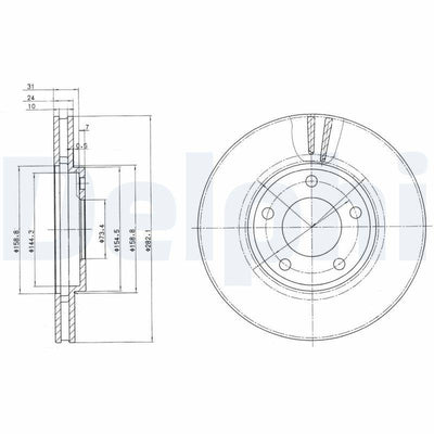 Delphi BG3383 Front Brake Disc Chrysler Grand Voyager III Voyager IV 95 08 — Brake Rotors & Drums