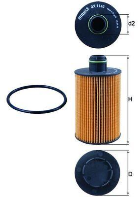 Mahle OX1145D Oil Filter Grand Cherokee 3.0Dt V6 Crd 10-Lancia Thema 3.0 V6 11
