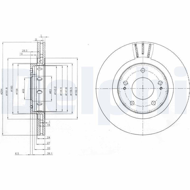 Delphi BG4038C Brake Disc Front Peugeot 4007 Citroen C-Crosser Mitsubishi Lancer Outlander 2.0-2.4 02 — Brake Rotors & Drums