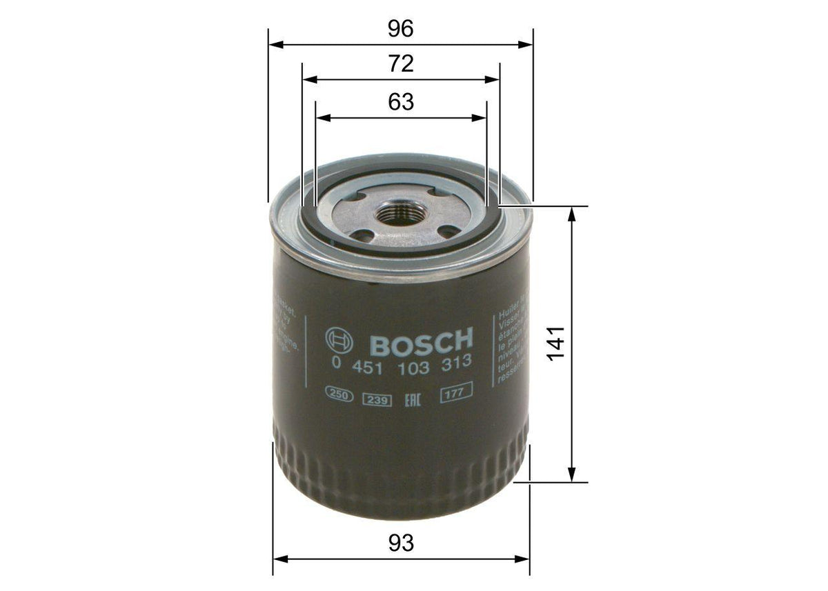 Bosch 0451103313 Oil Filter Passat B5 96-05 2.8 V6 4Motion 80 B4 Avant 2.6-2.8 Quattro — Oil Filters