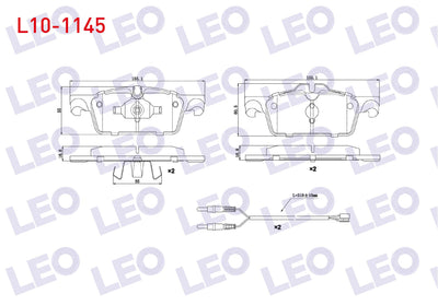 LEO L10-1145 Brake Pad Front with Connector Peugeot 508 1.6 HDi 2010-/ 508 1.6 E-HDi 2010-/ 508 Sw 1.6 HDi 2010 — Brake Pads