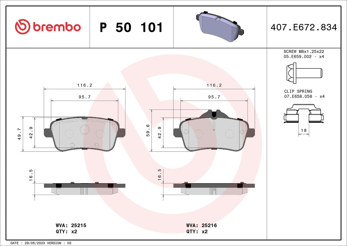 Brembo P50101 Brake Pad Rear Mercedes W166/W292 ML63 AMG/GLE 63 AMG/GLC Coupe — Brake Pads