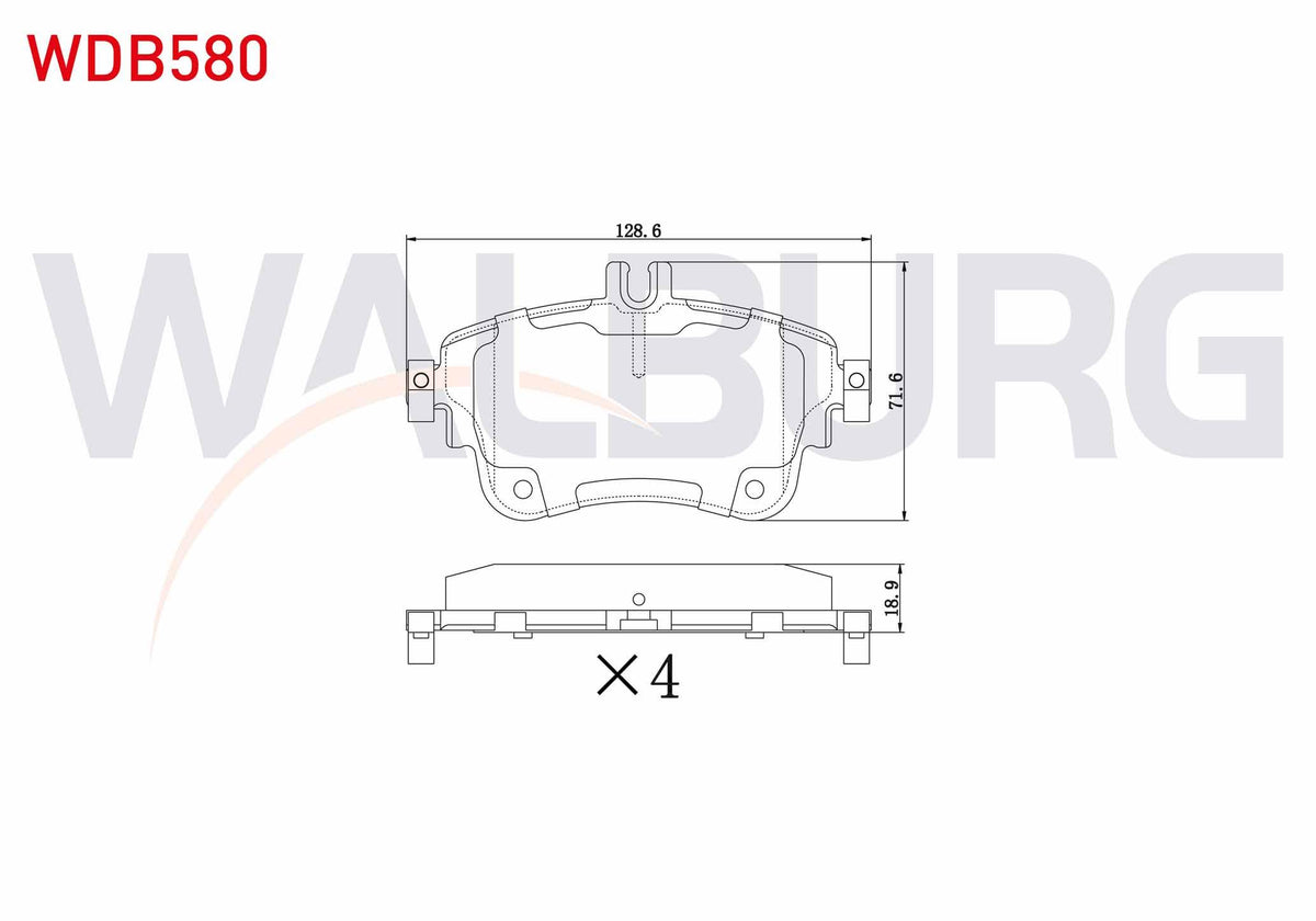 WALBURG WDB580 Brake Pad Front Mercedes A Series (W176) A 180 2012-/ A 200 2012-/ B Series (W246) B 200 2011 — Brake Pads