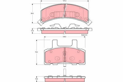 TRW GDB1273 Brake Pad Front Chevrolet Astro/C1500/C2500/Dodge Ram 1500/Tahoe 4.3-6.5 — Brake Pads