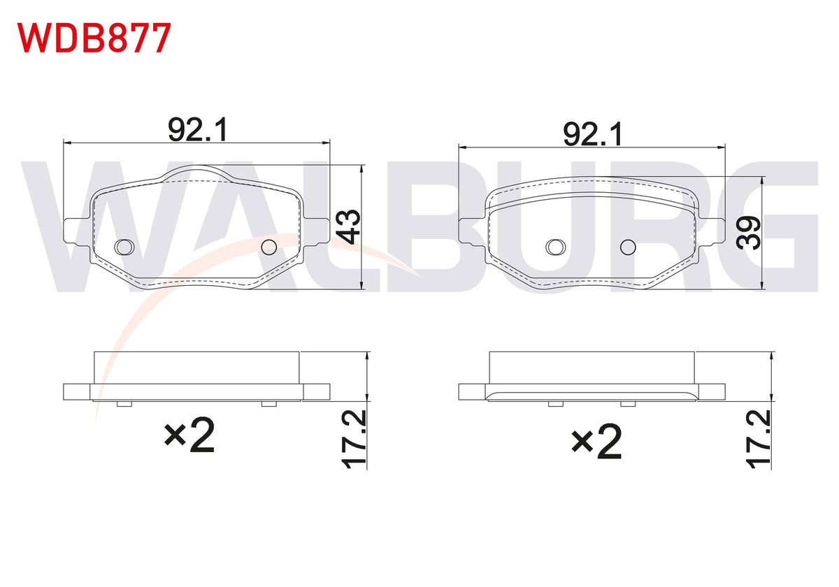 WALBURG WDB877 Brake Pad Rear Peugeot 208 II-2008 II-Ds3 Crossback 1.2 Puretech-1.5 BlueHDi 2019-/Opel Corsa F 1 — Brake Pads