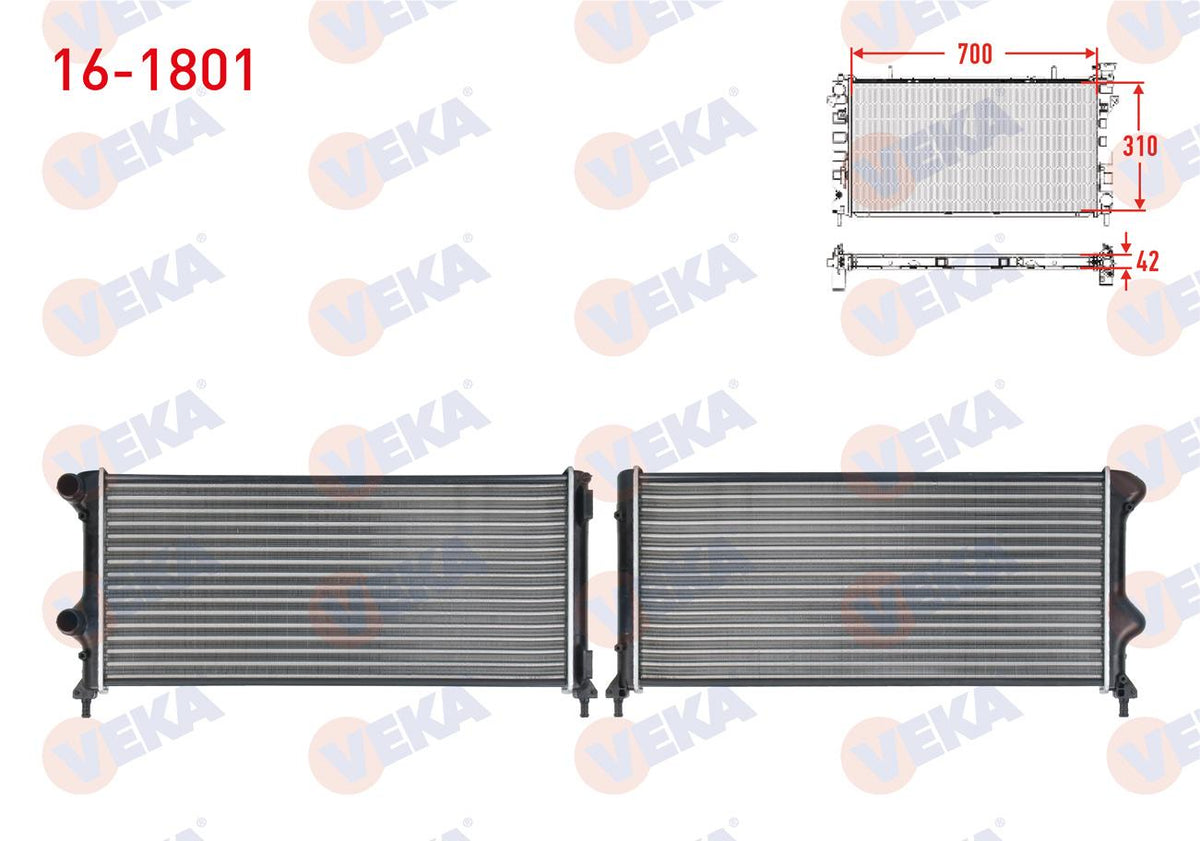 Veka 16-1801 Su Radiator Mechanical Fiat Doblo (119,223) 1.3 Mjt M-T 2001-2010 — Radiators & Fans