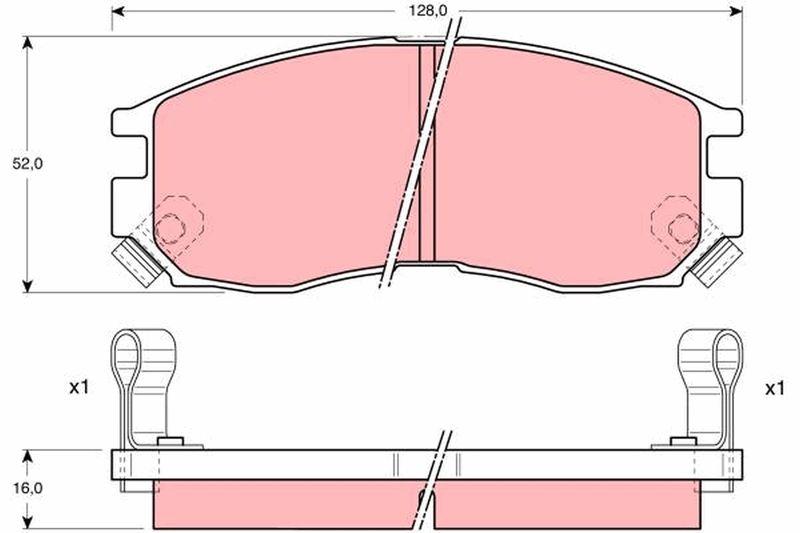 TRW GDB1128 Front Brake Pad Mitsubishi Galant 86 / 91 1.8 2.0 88 > 92 — Brake Pads