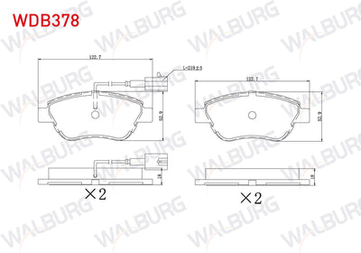 WALBURG WDB378 Brake Pad Front Pair with Connector Fiat Linea 1.4 2010-/ Linea 1.6 Mjt 2010-/ Punto Evo 1.3 Mjt — Brake Pads