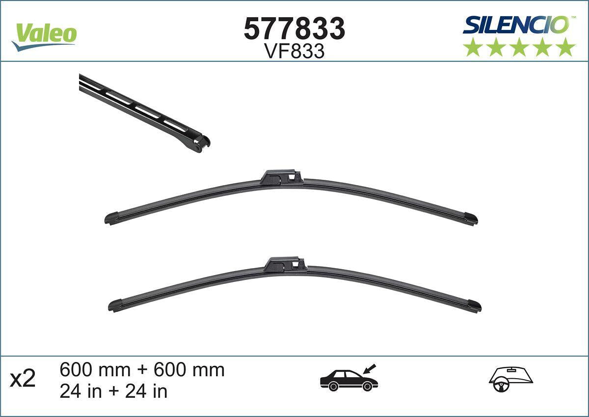 Valeo 577833 Silencio Vf833 (X2) (600 + 600mm) (Front) Bentley Continental Flyıng Spur (3W_)