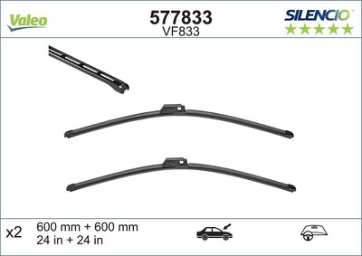 Valeo 577833 Silencio Vf833 (X2) (600 + 600mm) (Front) Bentley Continental Flyıng Spur (3W_)