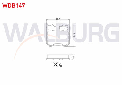 WALBURG WDB147 Brake Pad Rear Opel Vectra B 1.6i 1995-2003 / Vectra B 2.0i 1995-2003 / Vectra B 2.0 DTi 1995-200 — Brake Pads