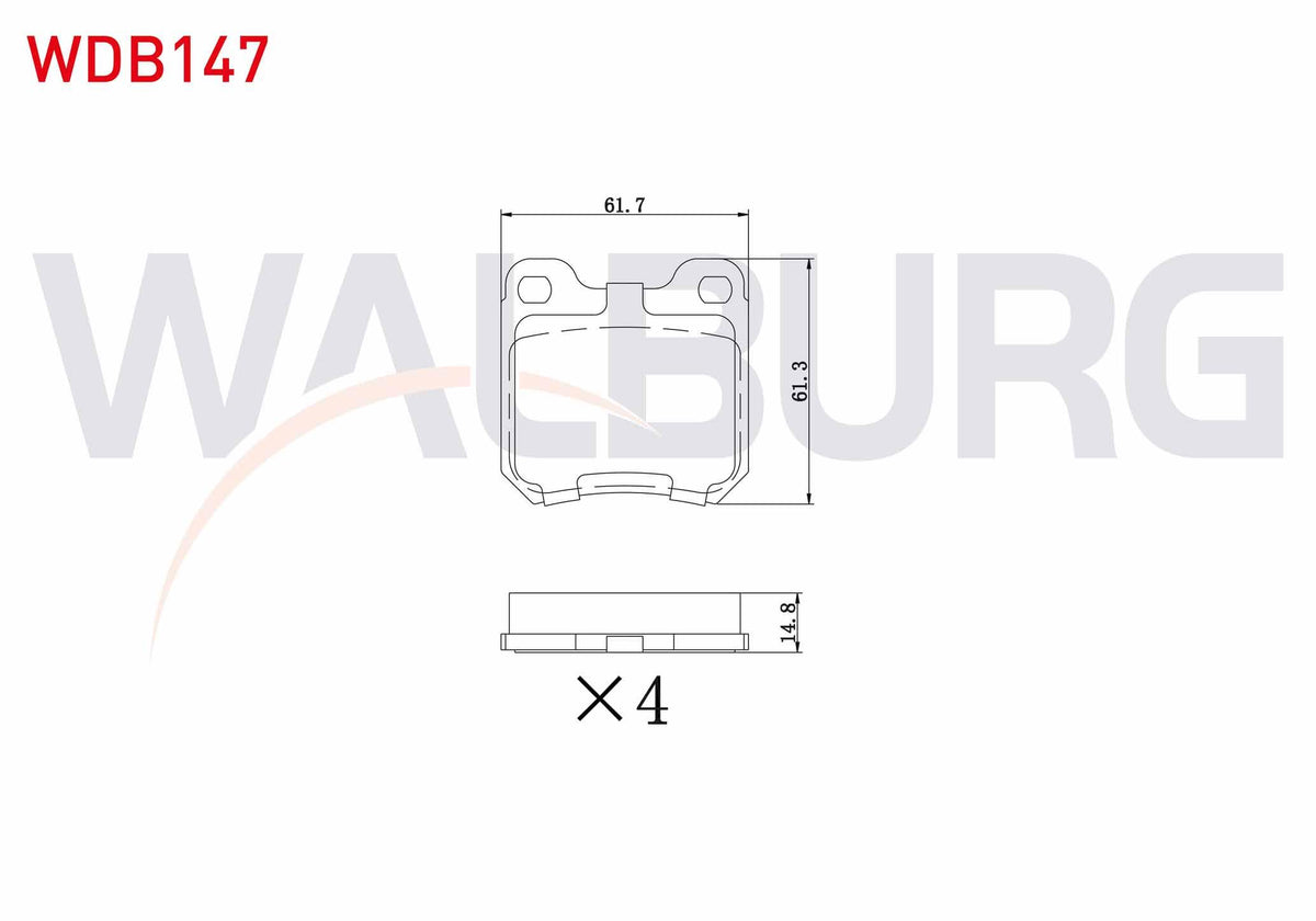 WALBURG WDB147 Brake Pad Rear Opel Vectra B 1.6i 1995-2003 / Vectra B 2.0i 1995-2003 / Vectra B 2.0 DTi 1995-200 — Brake Pads