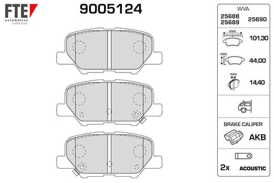 Fte 9005124 Rear Brake Pad C4 AirCross 12- Mazda 6 10- Asx 10- Grandis 06- 1.6-2.0 1.8D 2.0D — Brake Pads