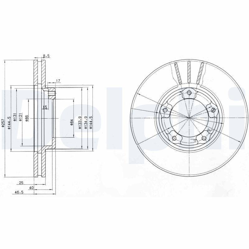 Delphi Front Brake Disc BG2423 - Ventilated Design, 2.4D — Brake Rotors & Drums