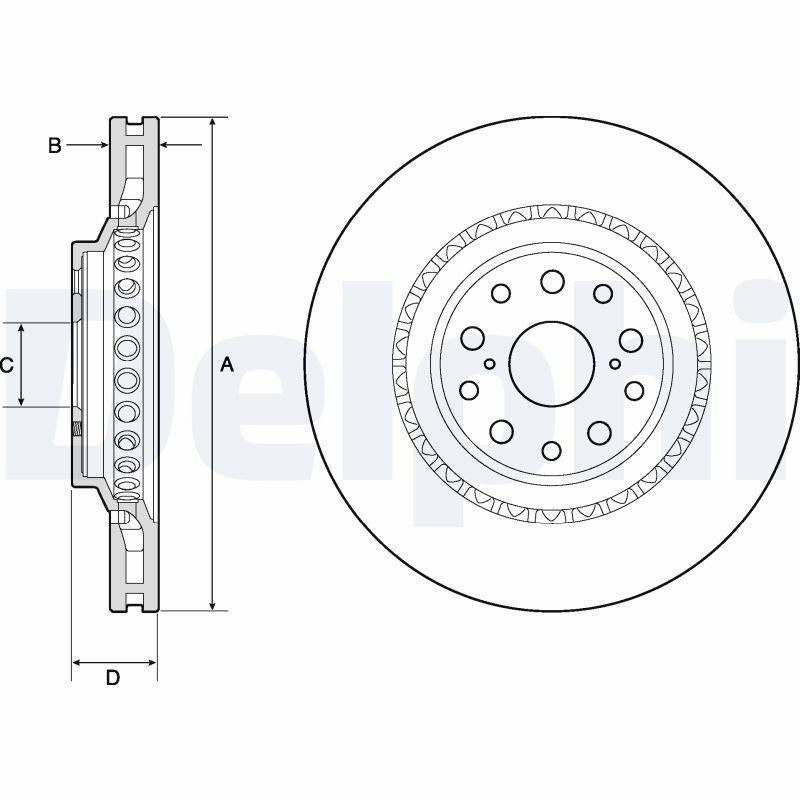 Delphi BG9186C Brake Disc (Single Pack)-Painted, Drilled
