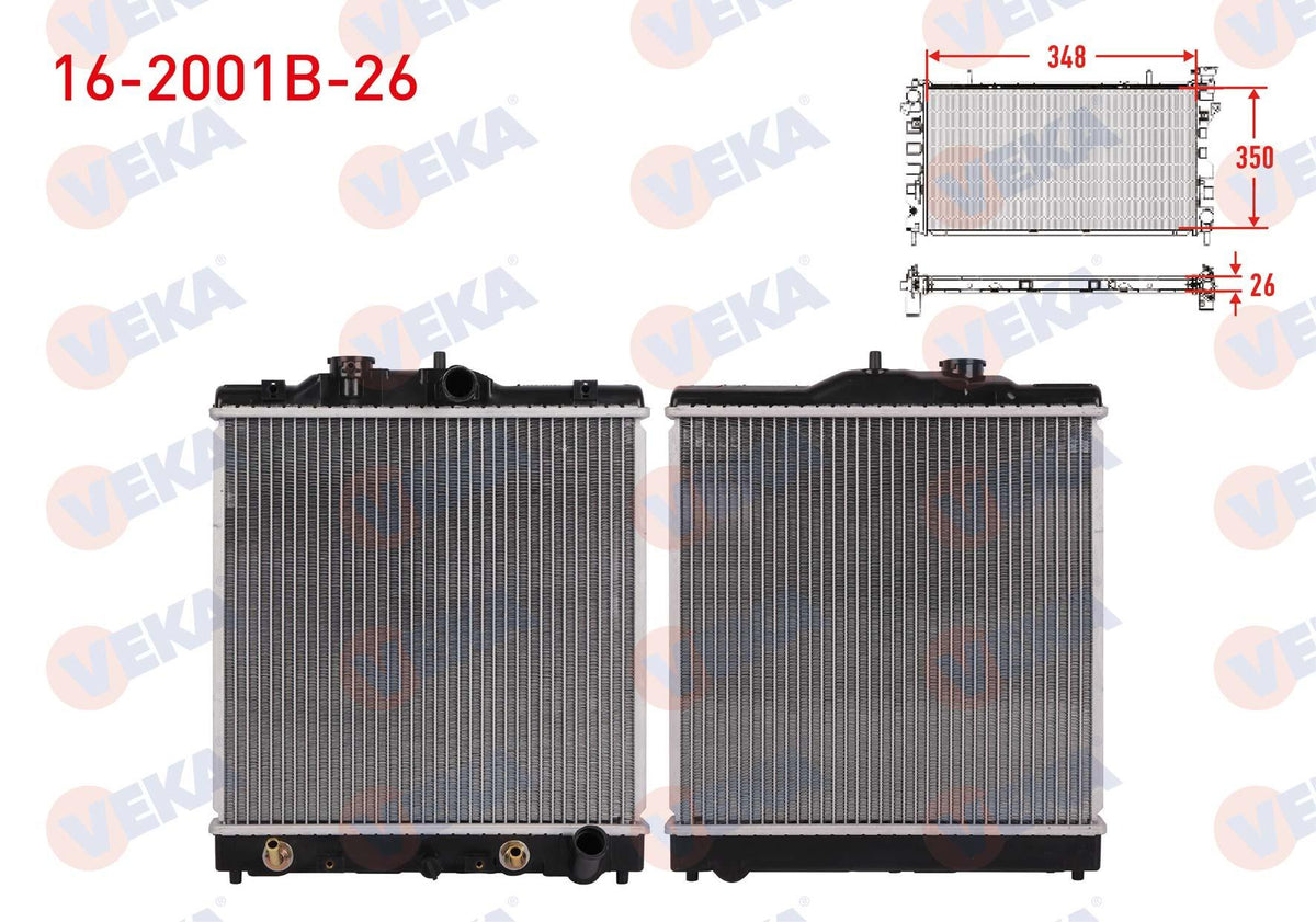 Veka 16-2001B-26 Su Radiator Brazing Honda Civic VI 1.6i A-T Ac + /-Thickness 26mm 1995-2001 — Radiators & Fans