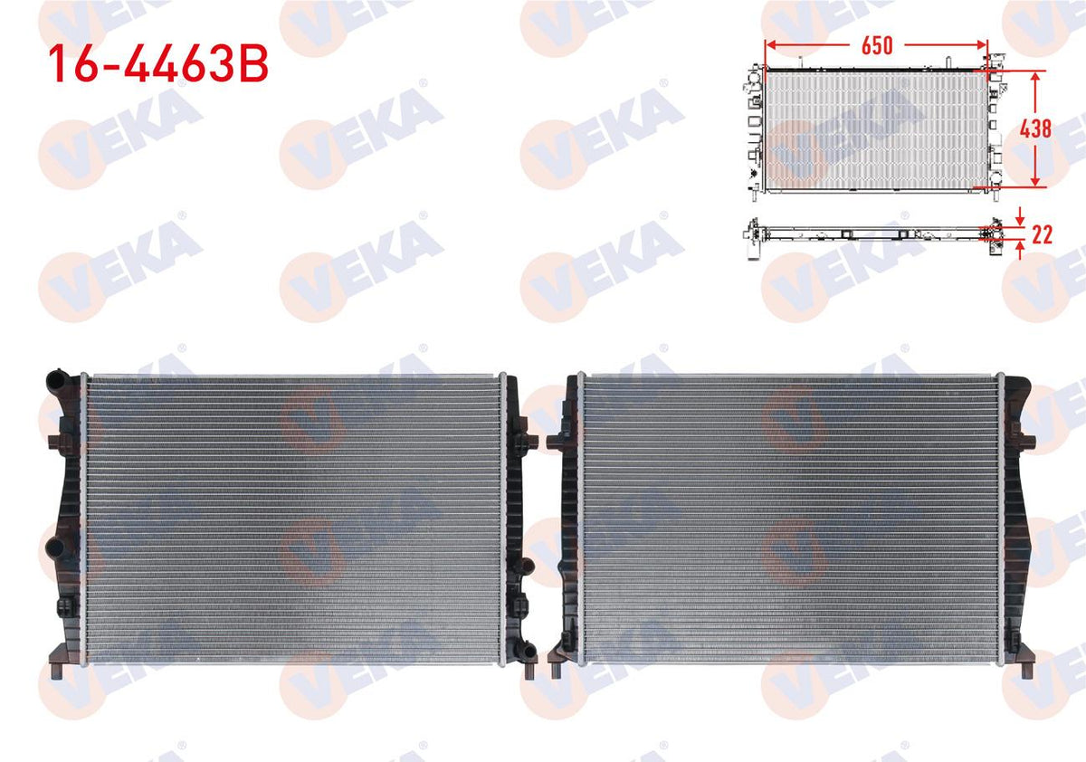 Veka 16-4463B Water Radiator Brazing VW Golf VII 1.2 TSI A-T / M-T Ac + /-2012-/ Audi A3 Sportback 1.4 TFS — Radiators & Fans