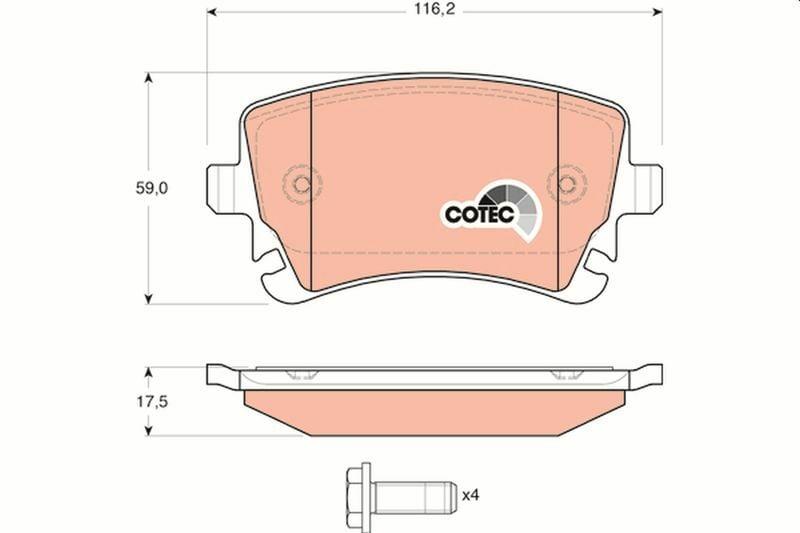TRW GDB1516 Brake Pads - Rear for 10-T. Porter T5 Multivan