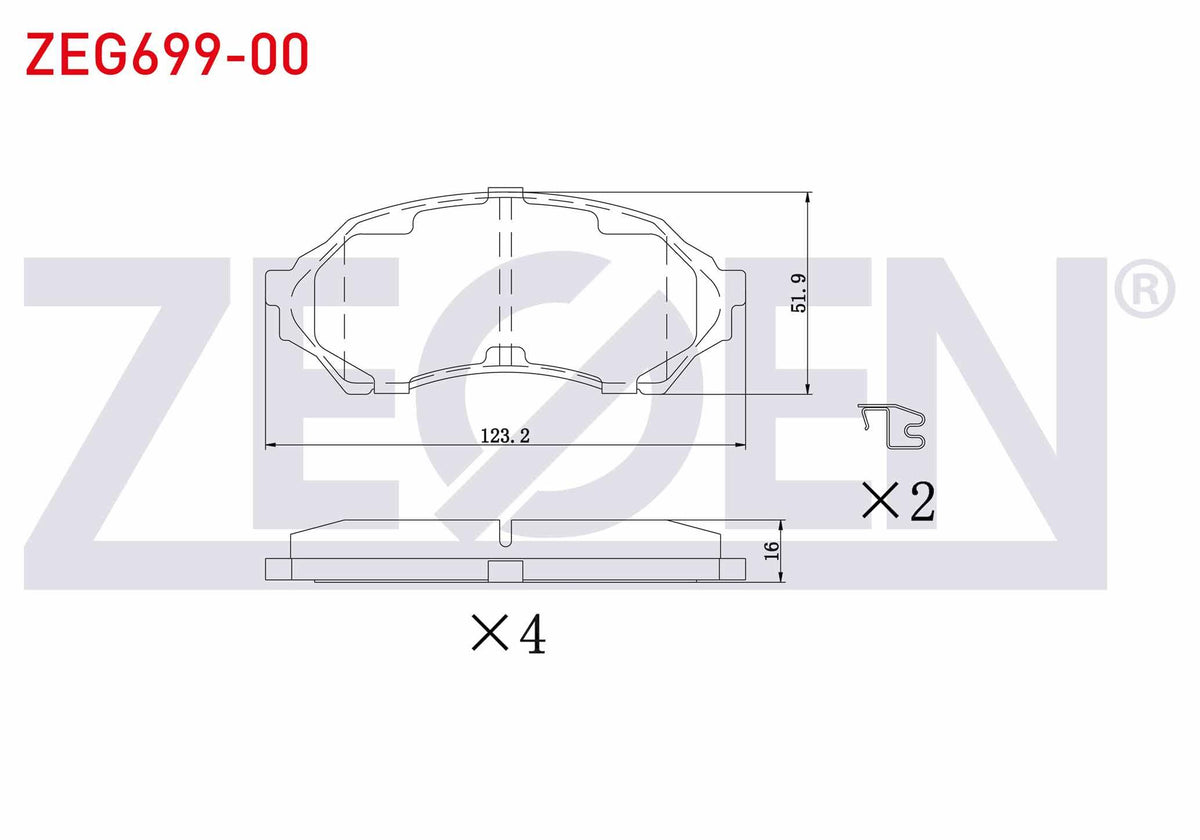 Zegen ZEG699-00 Brake Pad Front Mazda 323 VI (Bj) 1.4i 16V 1998-2004 / 323 VI (Bj) 1.5i 16V 1998-2004 / 323 VI ( — Brake Pads