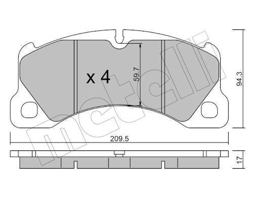 Metelli 22-0957-3 Front Brake Pad-17mm VW Porsche — Brake Pads