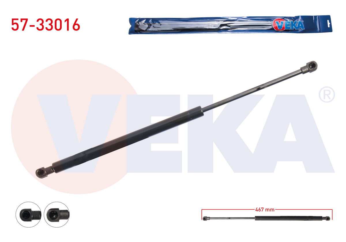 Veka 57-33016 Trunk Gas Strut 467mm / 435N Peugeot 208 2012-| Set of 2 — Support Rods & Struts