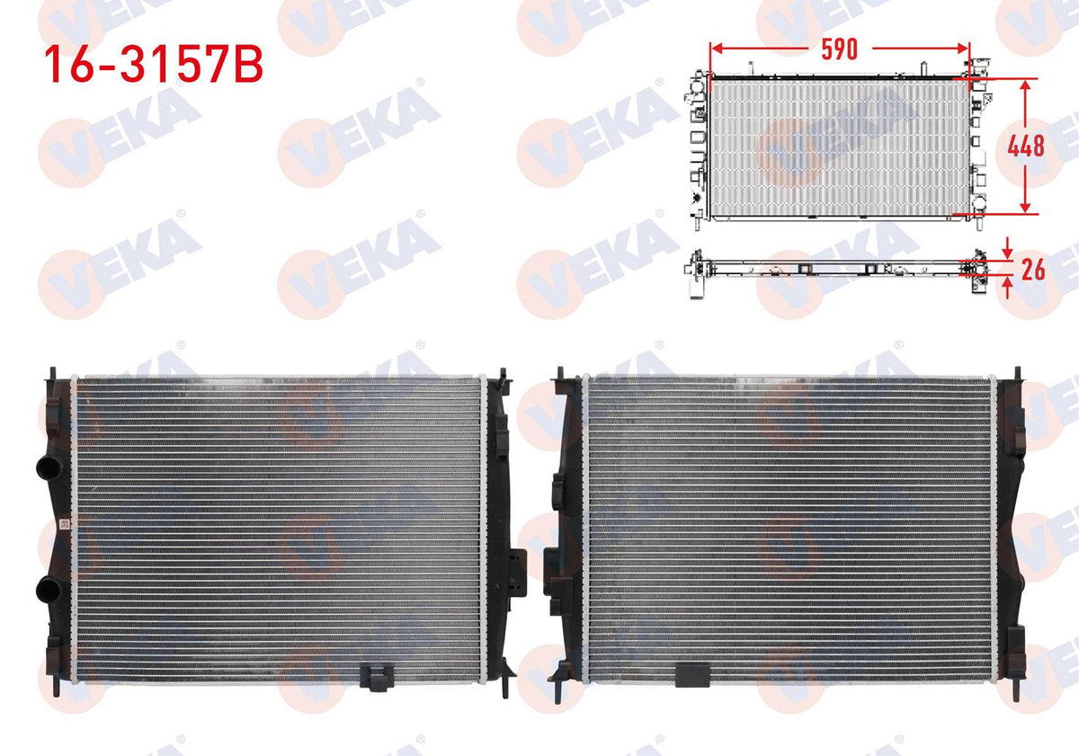 Veka 16-3157B Su Radiator Brazing Nissan Qashqai 1.6 dCi 2007 — Radiators & Fans