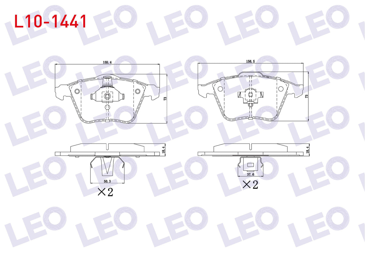 LEO L10-1441 Brake Pad Front Volvo S40 II (Ms) 1.6i 2004-2012 / S40 II (Ms) 2.0i 2004-2012
