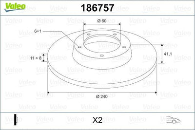 Valeo 186757 Brake Disc Front (Opel Corsa C 1.2 12V 16V 00) — Brake Rotors & Drums