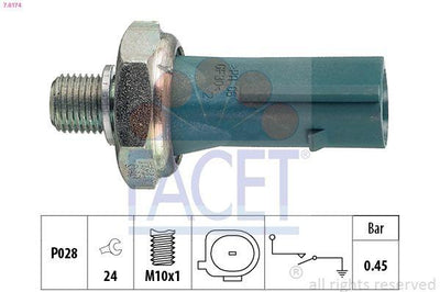 Facet 7.0174 Oil Pressure Switch Touareg 18 A4 16 A5 17 A6 11 A7 15 Q5 17 — Switches & Relays