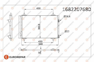 Eurorepar 1682207680 A/C Condenser Citroen C4 Picasso Berlingo III Partner Tepee DS4 DS5 — Condensers & Evaporators