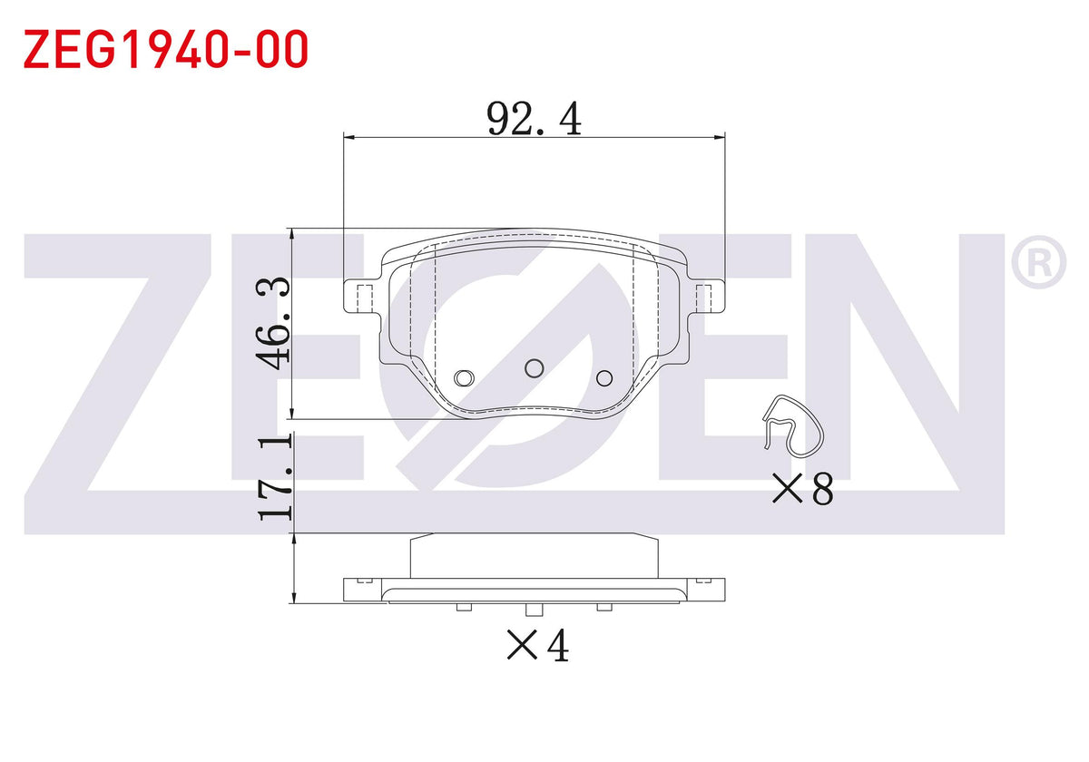 Zegen ZEG1940-00 Brake Pad Rear Peugeot 208 II-2008 II 1.2 Puretech-1.5 BlueHDi 2019-/ Opel Corsa F 1.2-1.5 D 20 — Brake Pads