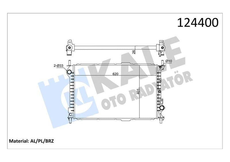 Kale 0223281AB Radiator 1 Row Ab (Ford: Transit Connect 70 Ps 02-13) without A/C — Radiators & Fans