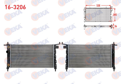 Veka 16-3206 Water Radiator Mechanical Opel Corsa B 1.2i A-T 1993-2000 — Radiators & Fans