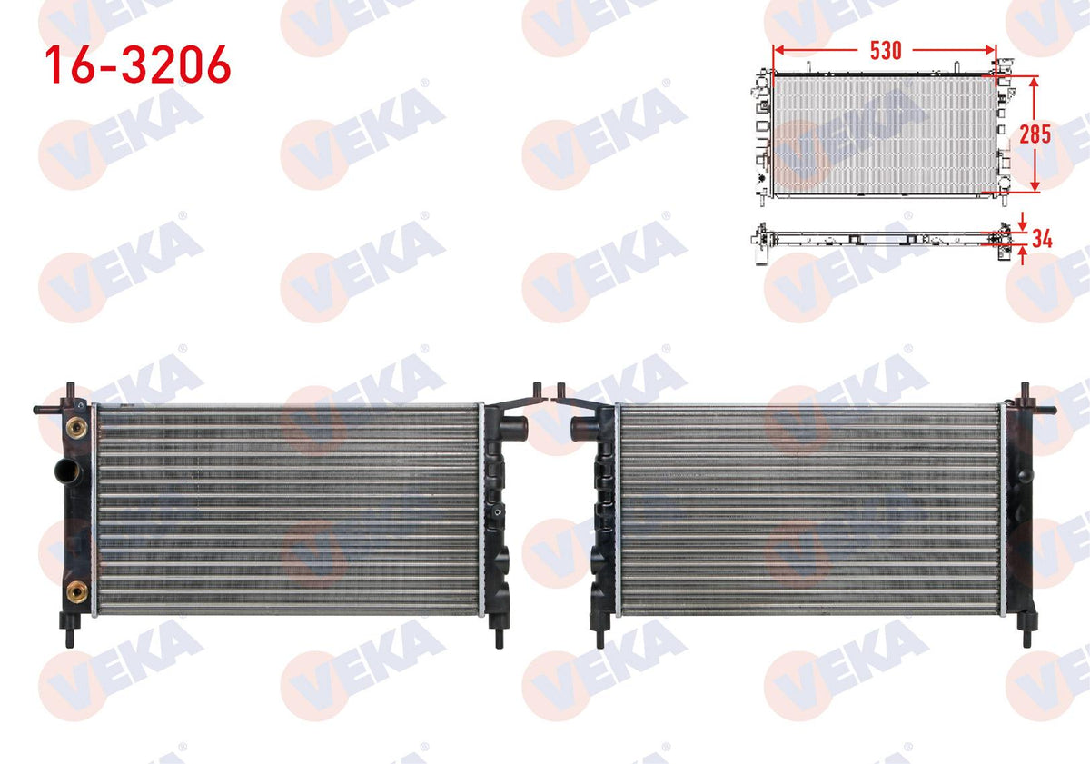 Veka 16-3206 Su Radiator Mechanical Opel Corsa B 1.2i A-T 1993-2000 — Radiators & Fans
