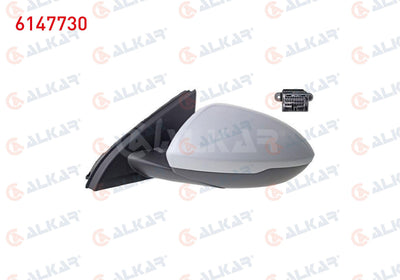 Alkar 6147730 Outer Rear View Mirror Left Electric Aspheric Heated Primed Automatic — Mirrors