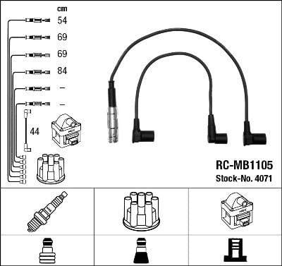 NGK 4071 Spark Plug Wire Set - Ignition Cable for Mercedes M102/W124 — Coils & Plugs