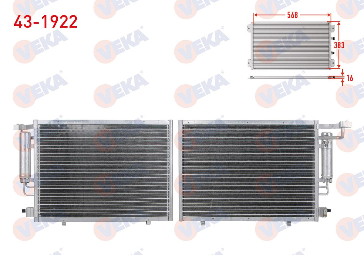 Veka 43-1922 A/C Condenser Ford Fiesta VI 1.4 TDCi 2008-2012