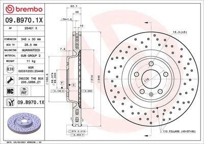 Brembo 09.B970.1X Brake Disc (Single Disc) Front Vag A4 A5 A6 A7 Mac Q5 09-18 Set — Brake Rotors & Drums