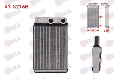 Veka 41-3216B Heater Core Brazing Chevrolet Cruze (J300) 1.6-2.0 CDI 2009-2014 / Opel Insignia A 1.6 CDTi-1 — Heater & Blower