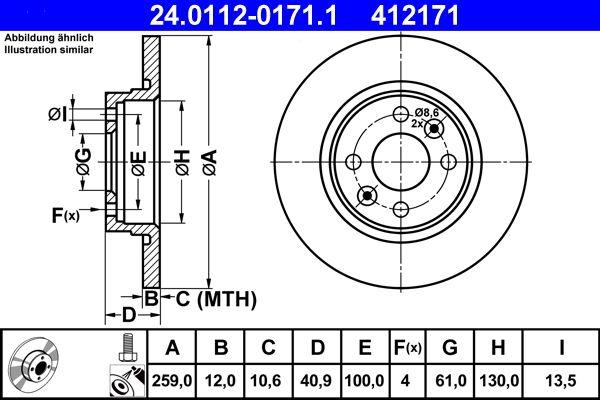 ATE 24.0112-0171.1 Brake Disc | Set of 2