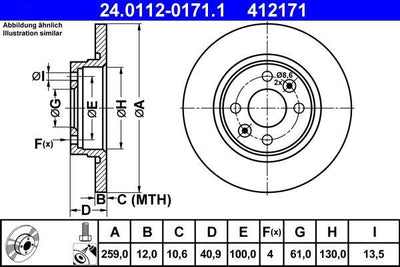 ATE 24.0112-0171.1 Brake Disc | Set of 2