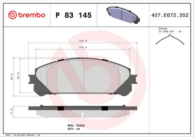 Brembo P83145 Brake Pad Brake Front Toyota Rav 4 2012 /