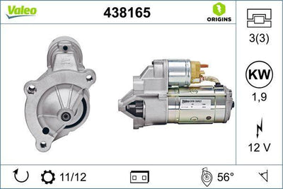 VALEO 438165 Starter Motor - 12V 1.9kW for C4, C5 and 3 more models — Starting & Charging