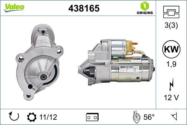 VALEO 438165 Starter Motor - 12V 1.9kW for C4, C5 and 3 more models — Starting & Charging