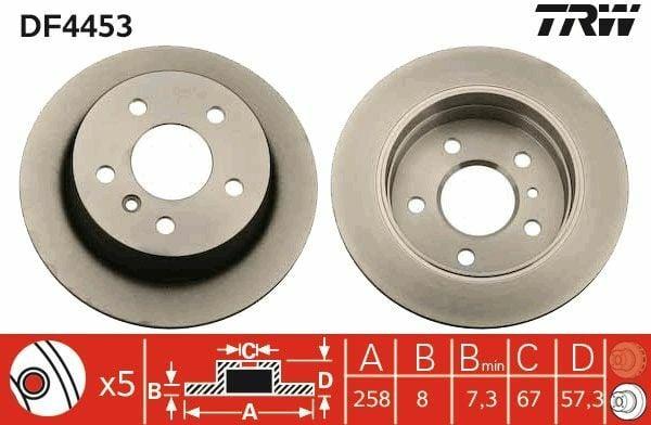 TRW DF4453 Rear Brake Disc for Mercedes W169 W245 — Brake Rotors & Drums