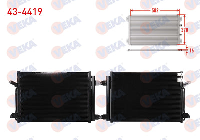 Veka 43-4419 A/C Condenser Volkswagen Jetta IV (162) 1.4 TSI At-Mt 2011 — Condensers & Evaporators