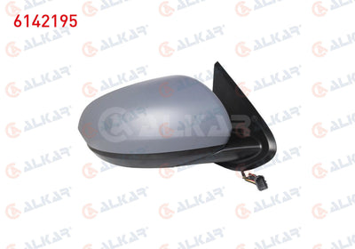 Alkar 6142195 Outer Rear View Mirror Right Electric Heated Primed with Sensor Blind Spot 9 Pin Dacia Duster 2017 — Mirrors